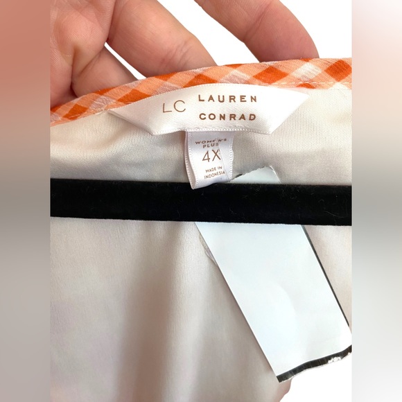 LC Lauren Conrad Orange and White Ruffle Dress Plus Size 4x - Picture 6 of 8